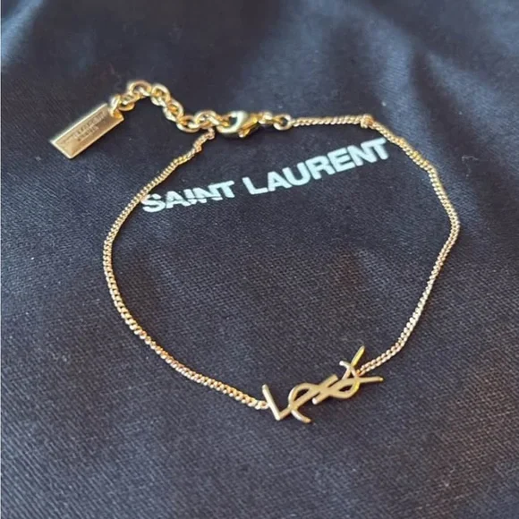 AUTHENTIC YSL CASSANDRE CHARM BRACELET IN METAL - Rose Gold Plated - Picture 2 of 5